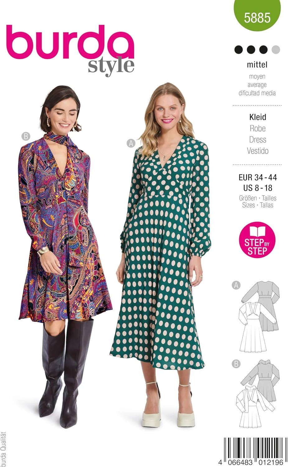 الگوی خیاطی بردا استایل 5885 - دوخت لباس های غیر رسمی [سایز زنانه 36-46] سطح 3 متوسط