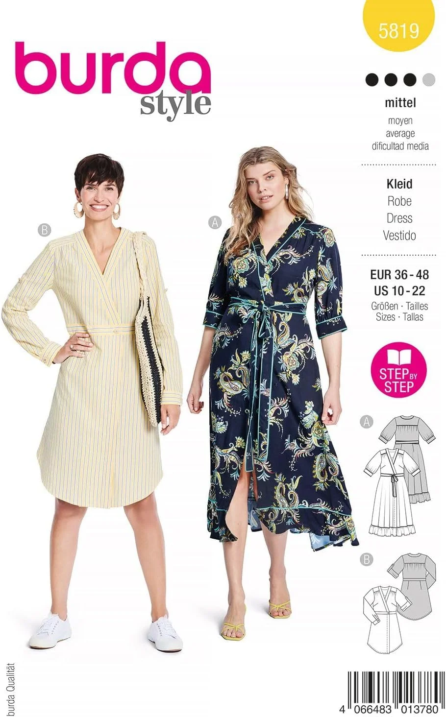 الگوی خیاطی بوردا استایل 5819 مدل لباس زنانه سایز 36-38 سطح 3 متوسط