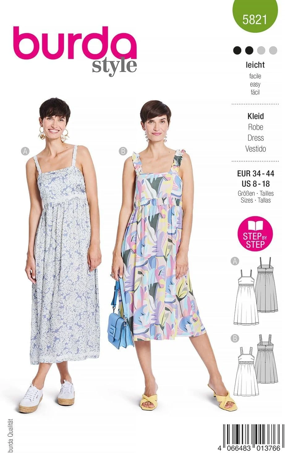 الگوی خیاطی بوردا استایل مدل 5821 لباس زنانه سایز 6-18 سطح 2 سبک