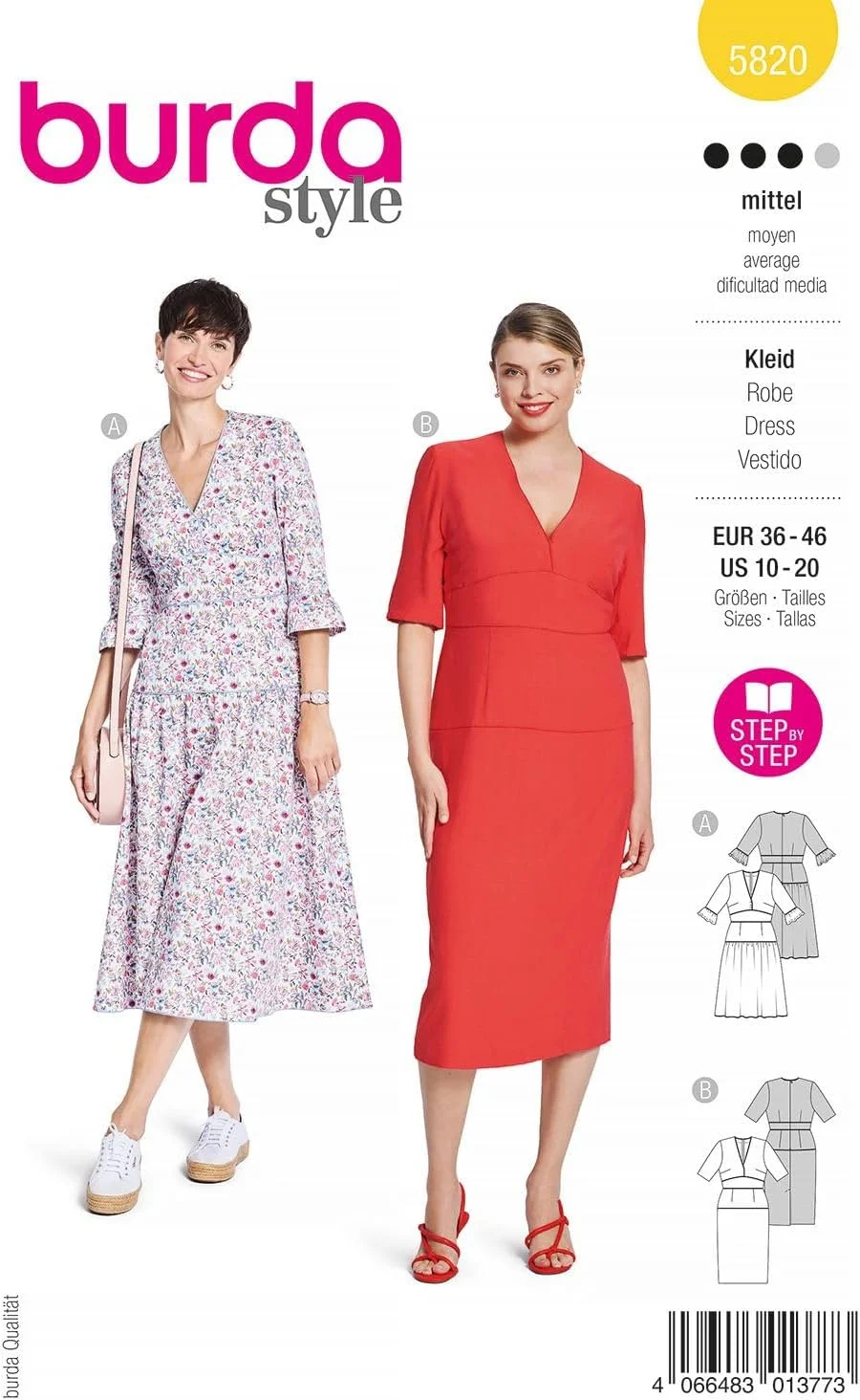 الگوی خیاطی بوردا استایل 5820 لباس زنانه سایز 8-10 سطح 3 متوسط