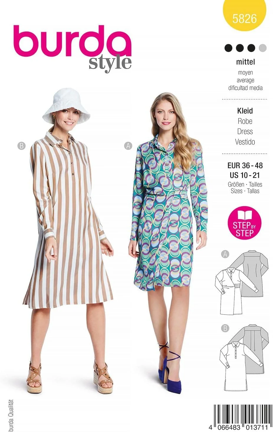 الگوی خیاطی Burda Style 5826 پیراهن [سایز بانوان 38-40] سطح 3 متوسط