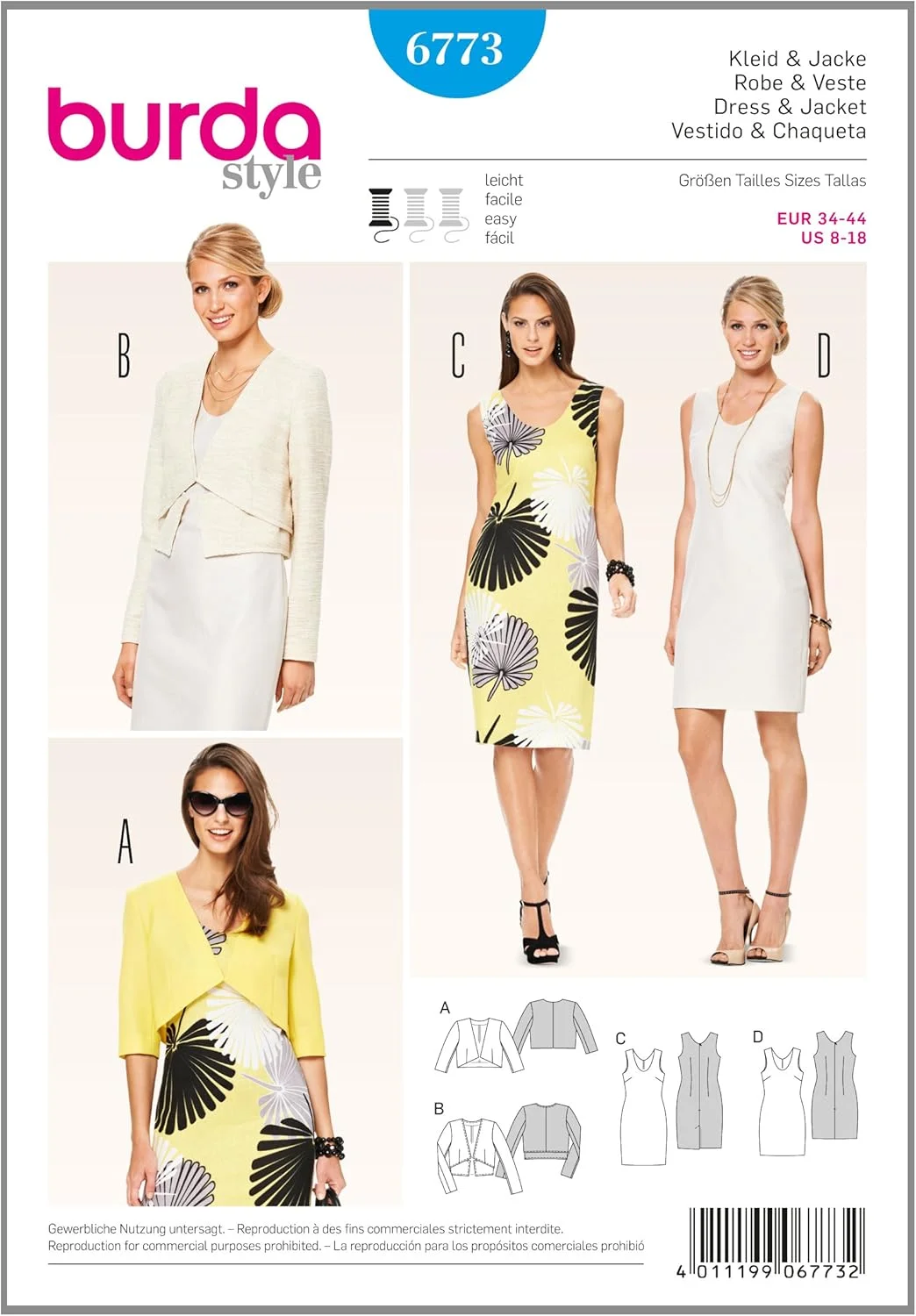 الگوی خیاطی زنانه بوردا استایل برای لباس و ژاکت - آسان، 6773