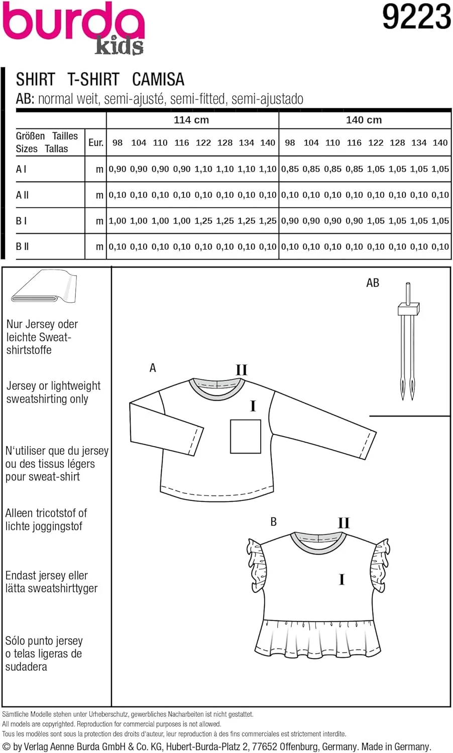 الگوی خیاطی بچه گانه پیراهن بچگانه Burda Kids در دو طرح سایزهای 98-140