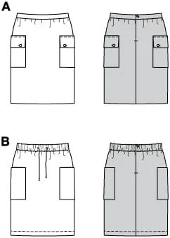 الگوی خیاطی دامن زنانه با جیب های جانبی سایز 8-18 برند بوردا استایل