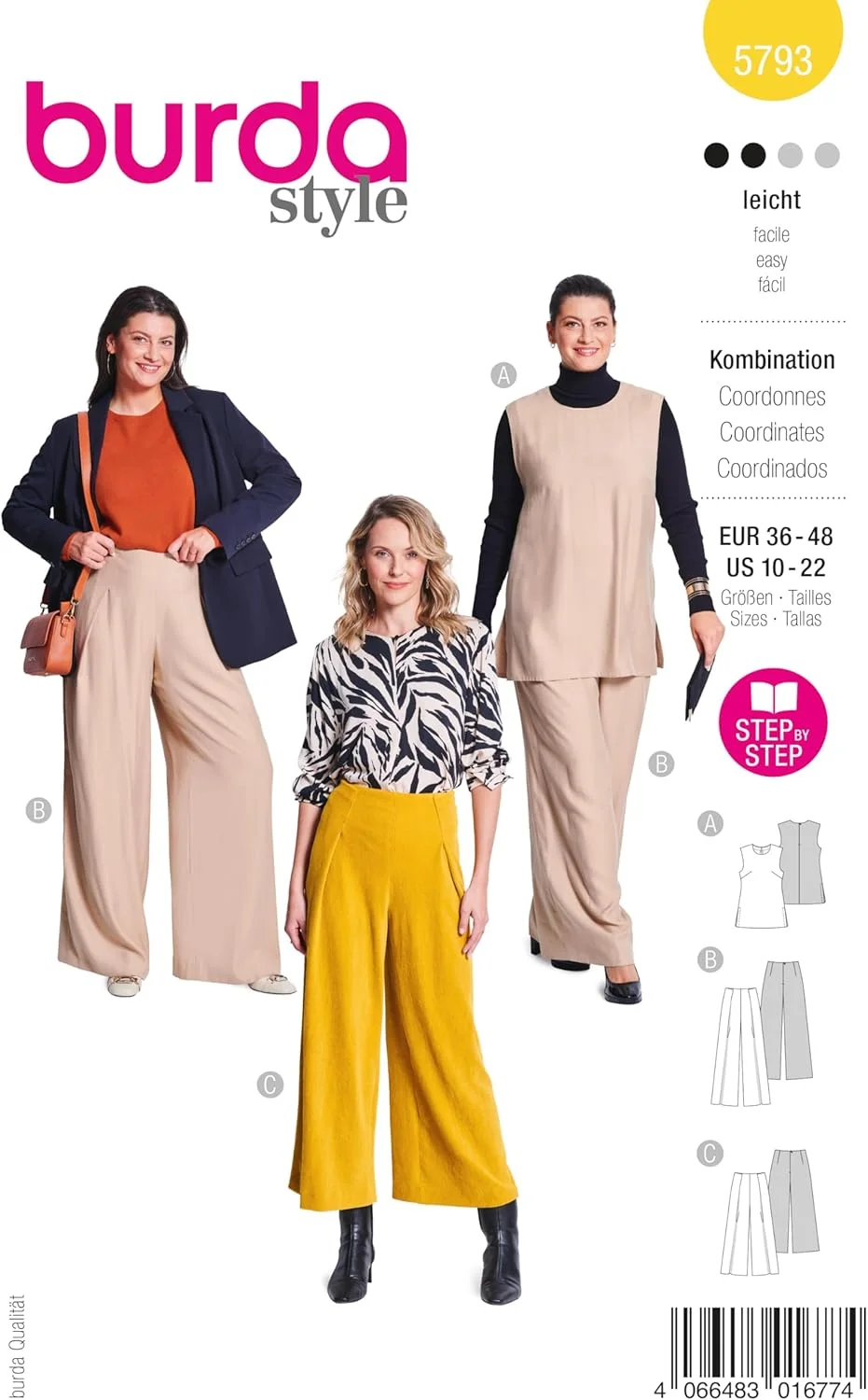 الگوی خیاطی زنانه بوردای استایل، ترکیب تونیک و شلوار، سایزهای 8-20