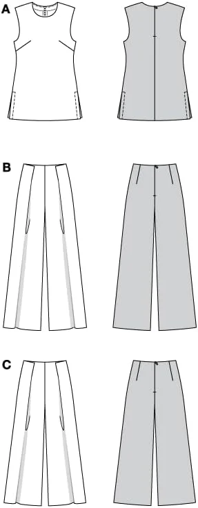 الگوی خیاطی زنانه بوردای استایل، ترکیب تونیک و شلوار، سایزهای 8-20