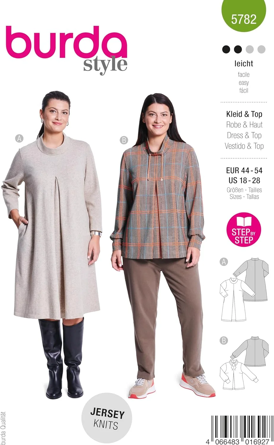 الگوی خیاطی زنانه مدل A-Line Dress و Jumper سایز 16-28 از Burdastyle Burda Style