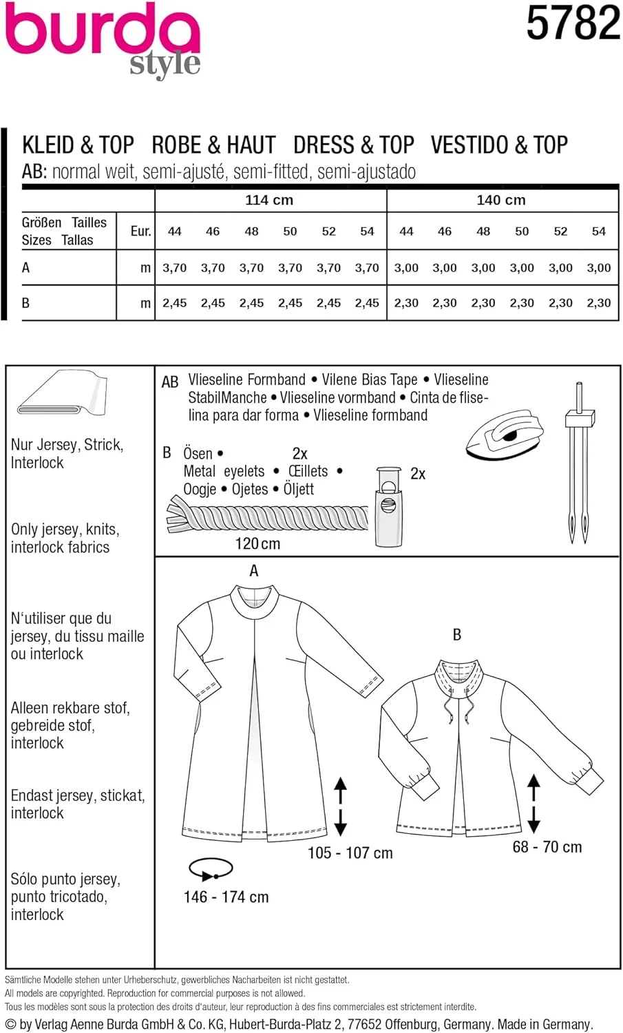 الگوی خیاطی زنانه مدل A-Line Dress و Jumper سایز 16-28 از Burdastyle Burda Style