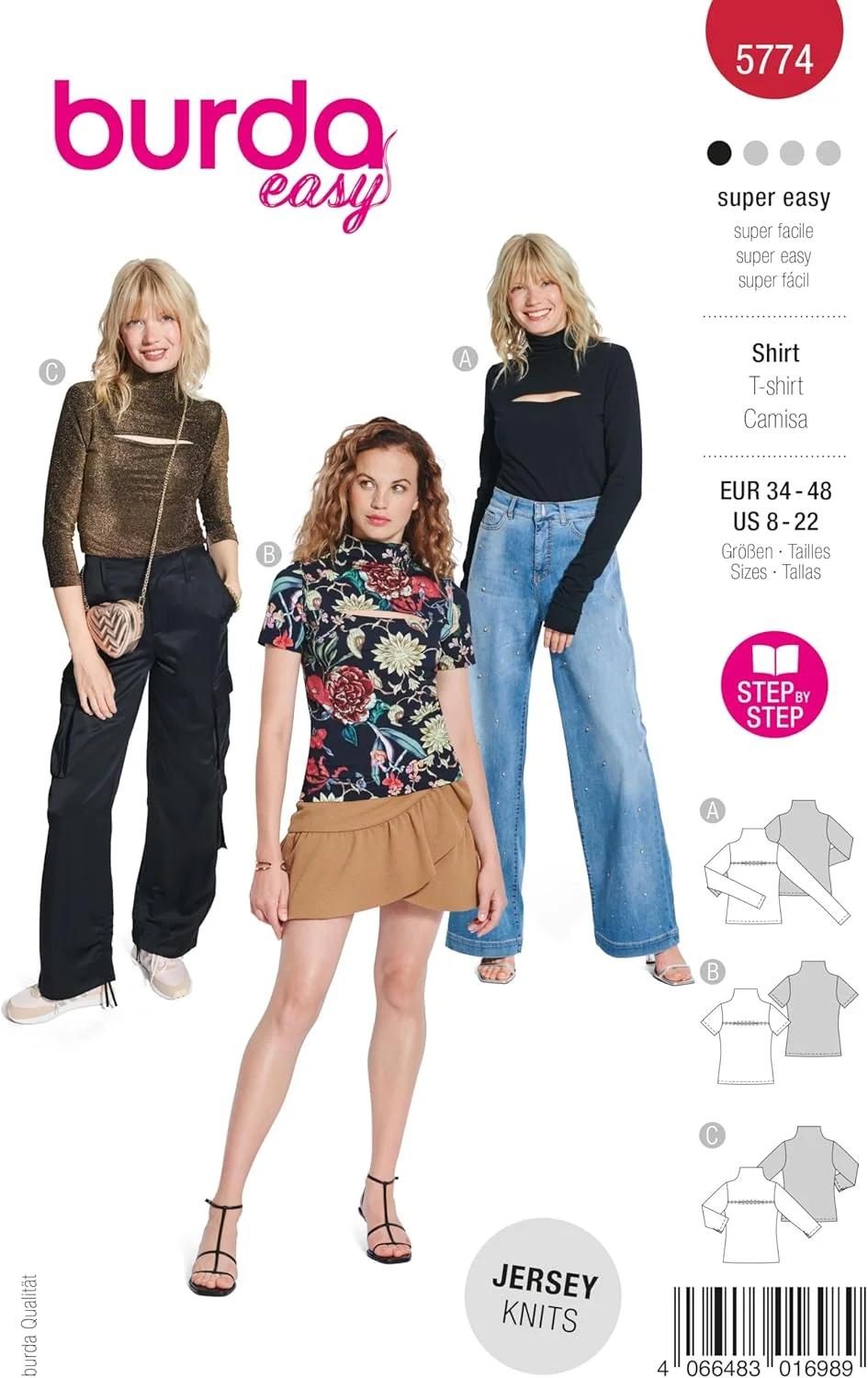 الگوی خیاطی آسان زنانه Burdastyle Burda - پیراهن با 3 قد آستین - سایزهای 36 تا 48