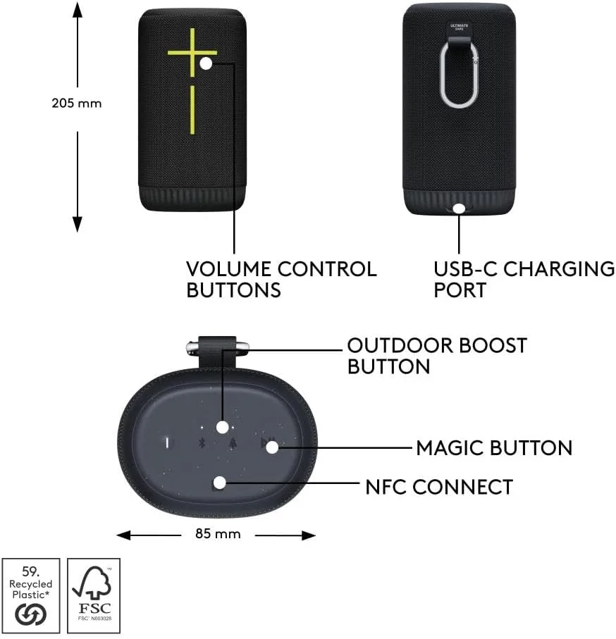اسپیکر بلوتوثی قابل حمل ULTIMATE EARS EVERBOOM، بیس قوی و صدای فراگیر 360 درجه، اسپیکر ضد آب شناور IP67، تا 20 ساعت عمر باتری و برد 55 متری - گرافیت اسپیکر بلوتوثی قابل حمل ULTIMATE EARS EVERBOOM، بیس قوی و صدای فراگیر 360 درجه، اسپیکر ضد آب شناور IP67، تا 20 ساعت عمر باتری و برد 55 متری - گرافیت