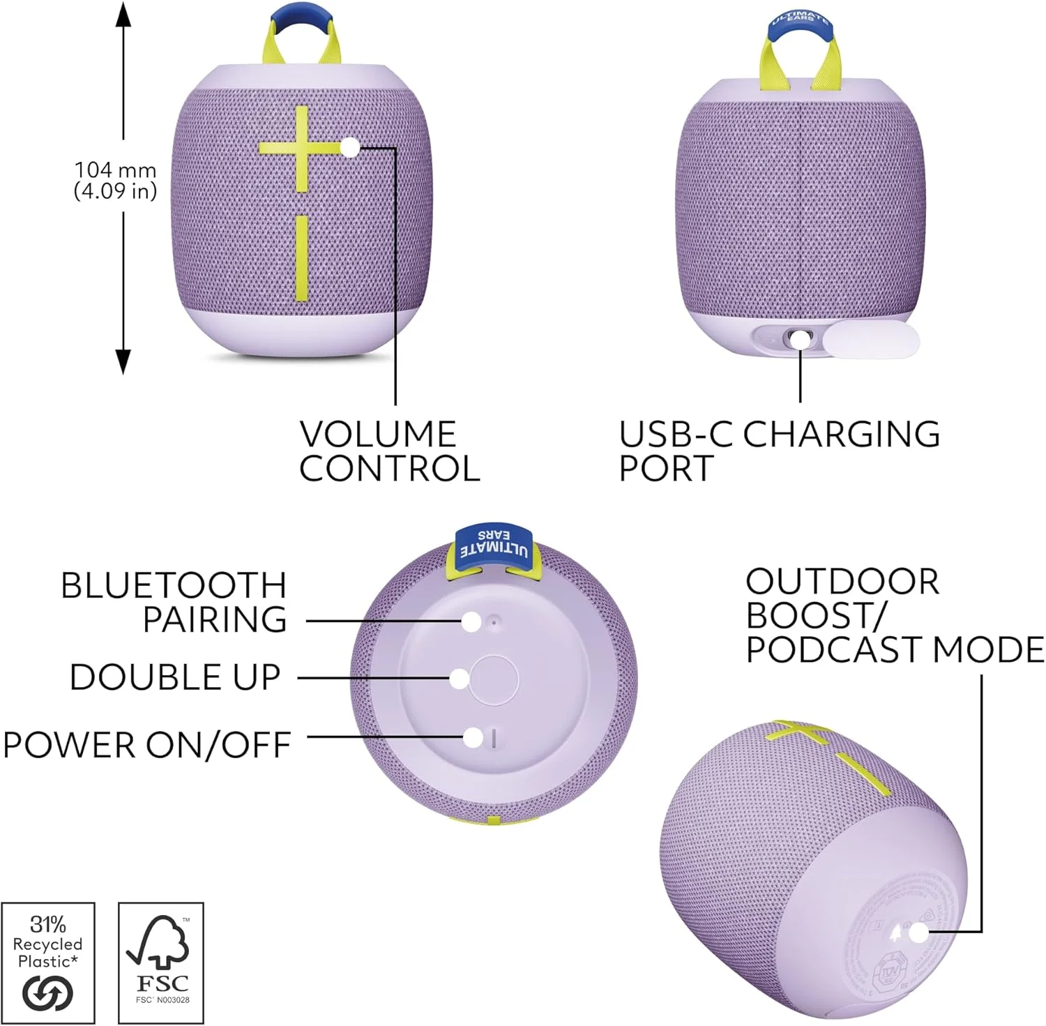 اسپیکر بلوتوثی قابل حمل ضد آب Ultimate Ears WONDERBOOM 4 با بیس قوی و صدای 360 درجه، ضد گرد و غبار و شناور با برد 40 متری - یاسی افسونگر اسپیکر بلوتوثی قابل حمل ضد آب Ultimate Ears WONDERBOOM 4 با بیس قوی و صدای 360 درجه، ضد گرد و غبار و شناور با برد 40 متری - یاسی افسونگر