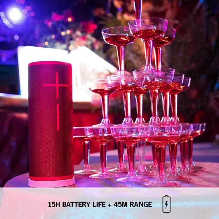 اسپیکر بلوتوثی بیسیم Ultimate Ears Boom 3، صدای جسورانه + بیس عمیق، بلوتوث، دکمه جادویی، ضد آب، باتری 15 ساعته، برد 150 فوت، آبی لاگون، متوسط اسپیکر بلوتوثی بیسیم Ultimate Ears Boom 3، صدای جسورانه + بیس عمیق، بلوتوث، دکمه جادویی، ضد آب، باتری 15 ساعته، برد 150 فوت، آبی لاگون، متوسط