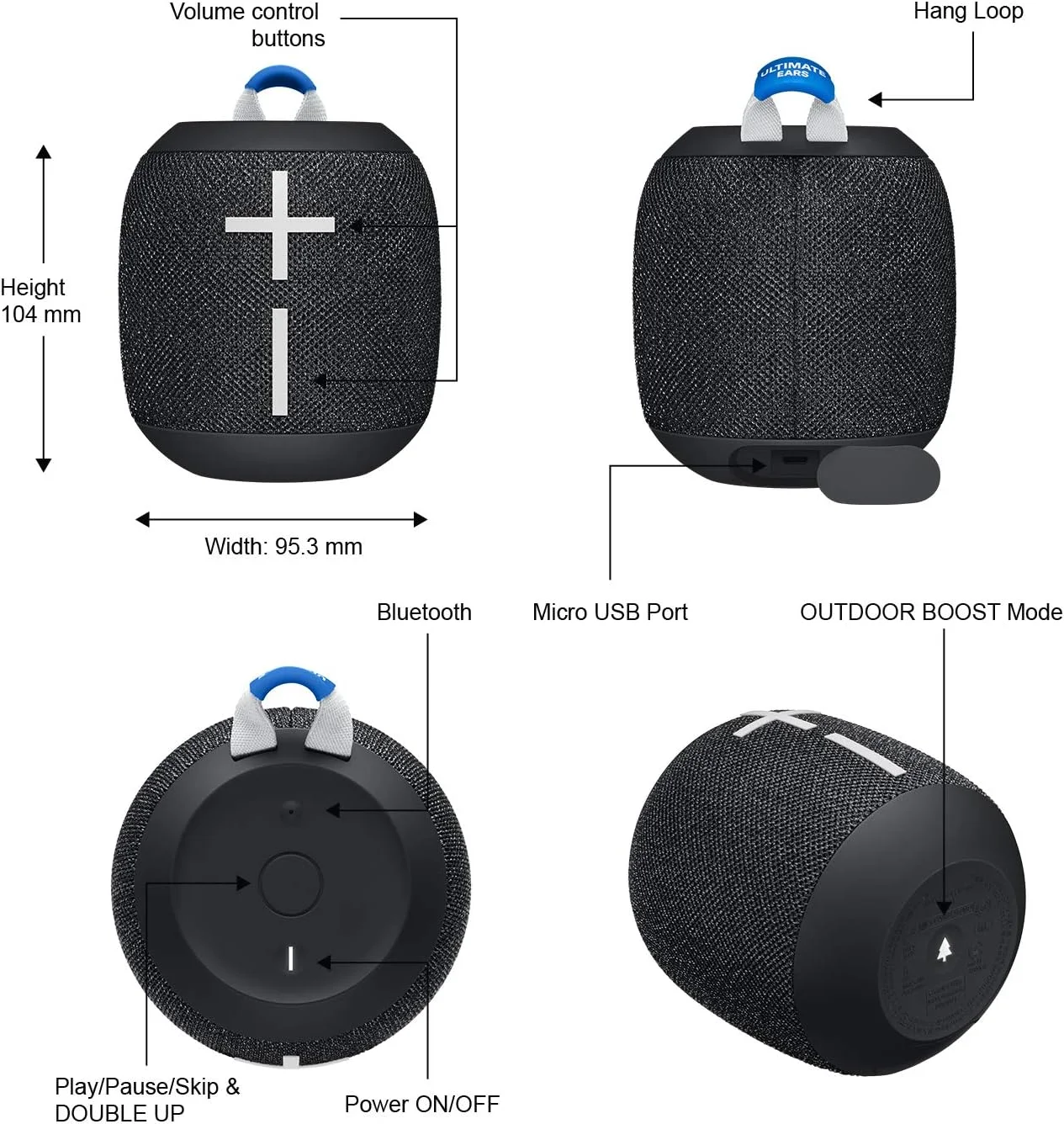اسپیکر بلوتوثی بیسیم قابل حمل Ultimate Ears WONDERBOOM 2، صدای 360 درجه با بیس قوی، ضد آب/ضد گرد و غبار IP67، شناور، برد 33 متری - Deep Space اسپیکر بلوتوثی بیسیم قابل حمل Ultimate Ears WONDERBOOM 2، صدای 360 درجه با بیس قوی، ضد آب/ضد گرد و غبار IP67، شناور، برد 33 متری - Deep Space