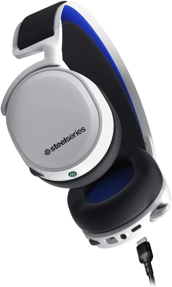 هدست گیمینگ وایرلس SteelSeries Arctis 7P+ مخصوص PS5 - 2.4 گیگاهرتز بدون افت کیفیت - صدای سه بعدی PlayStation Tempest - عمر باتری 30 ساعته - شارژ سریع USB-C - سازگار با PS4، PC، Switch و Android - سفید
