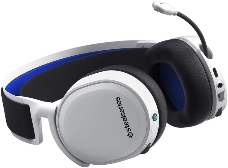 هدست گیمینگ وایرلس SteelSeries Arctis 7P+ مخصوص PS5 - 2.4 گیگاهرتز بدون افت کیفیت - صدای سه بعدی PlayStation Tempest - عمر باتری 30 ساعته - شارژ سریع USB-C - سازگار با PS4، PC، Switch و Android - سفید