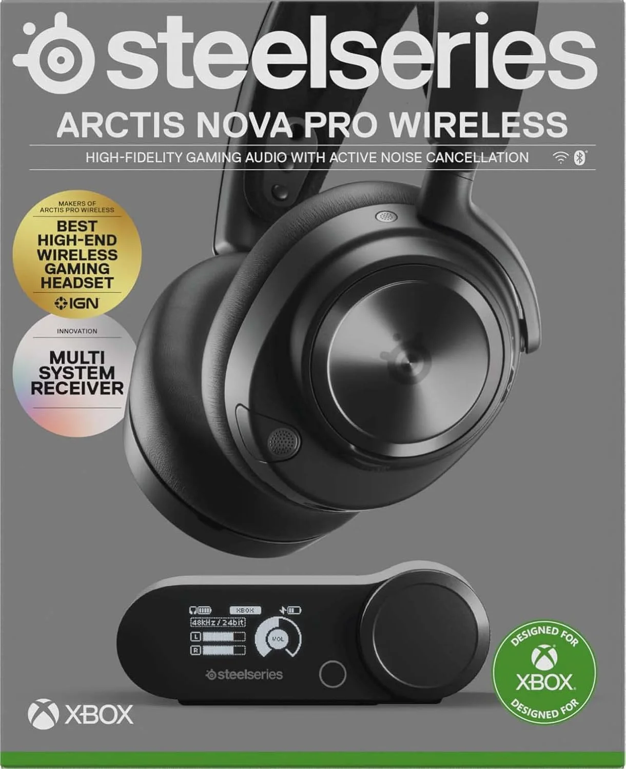 هدست گیمینگ SteelSeries Arctis Nova Pro Wireless Xbox Series X/S - درایورهای مغناطیسی نئودیمیوم - حذف نویز فعال - سیستم قدرت بی نهایت - میکروفون ClearCast Gen 2 - سازگار با PS5، Switch، PC