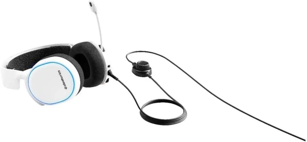 هدست گیمینگ SteelSeries Arctis 5 با نورپردازی RGB و صدای فراگیر DTS Headphone: X v2.0 - مناسب برای PC و PS5/PS4 - سفید