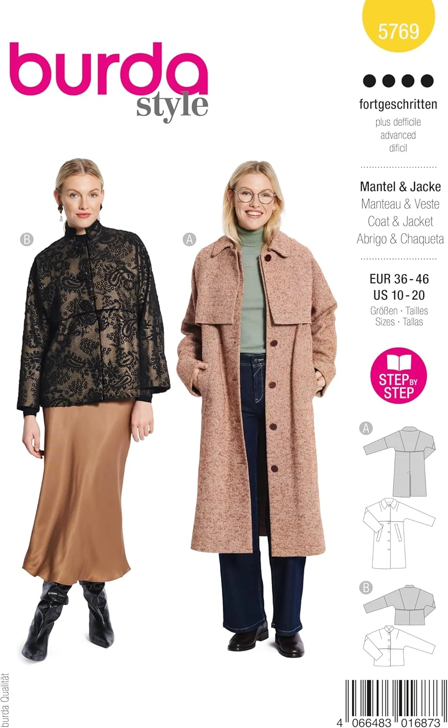 الگوی خیاطی زنانه بوردا استایل، مدل کت و ژاکت، سایزهای 36 تا 46