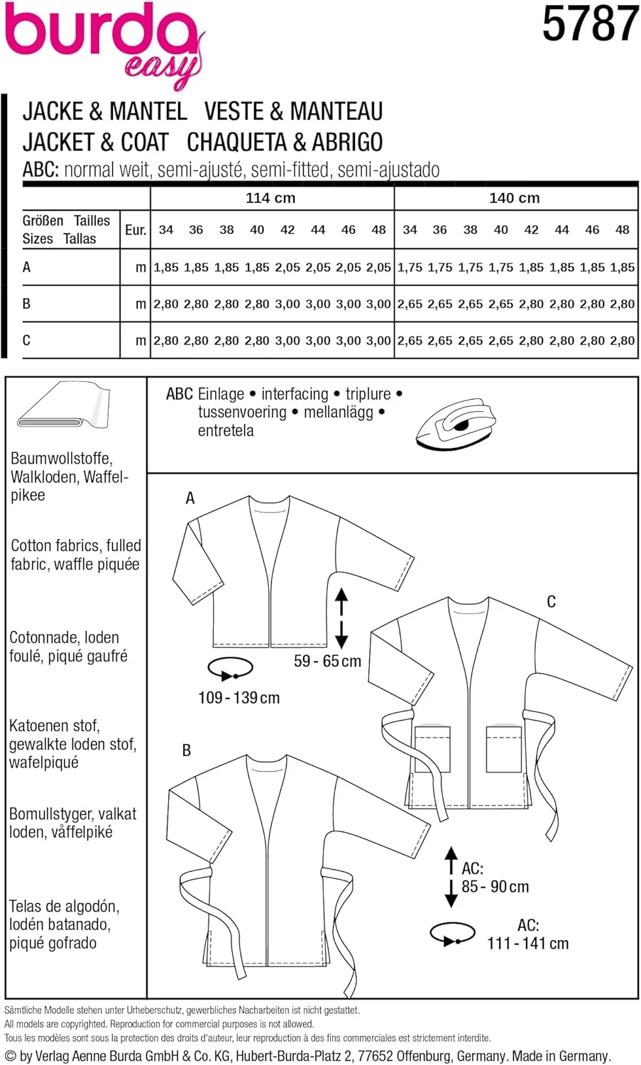 الگوی خیاطی آسان بوردا استایل برای کت کیمونو و پالتو زنانه سایز 36 تا 48