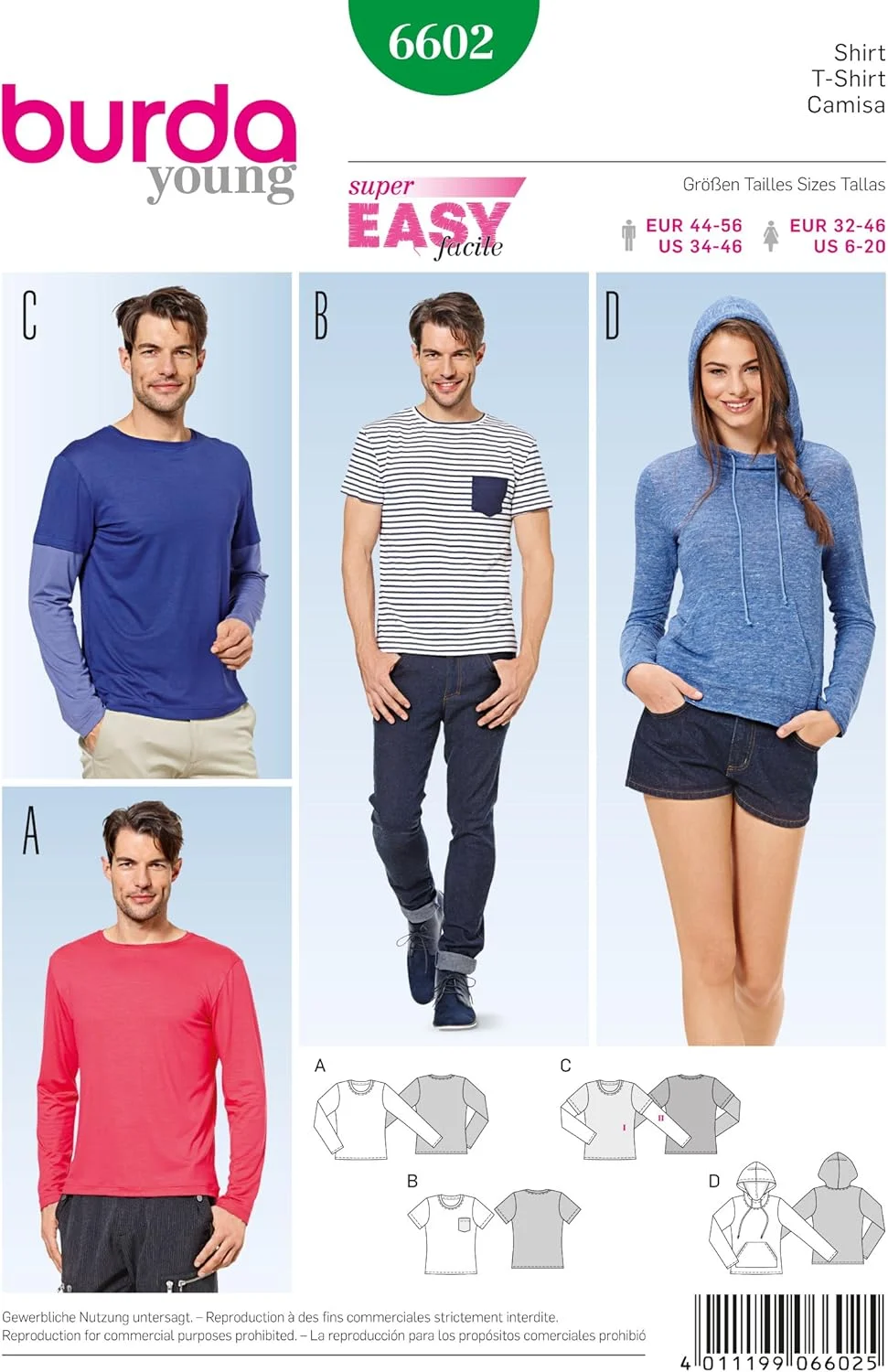 الگوی خیاطی تی شرت Burda B6602، قالب کاغذی سفید، 19 x 13 x 1 سانتی متر [زبان انگلیسی تضمین نشده است]