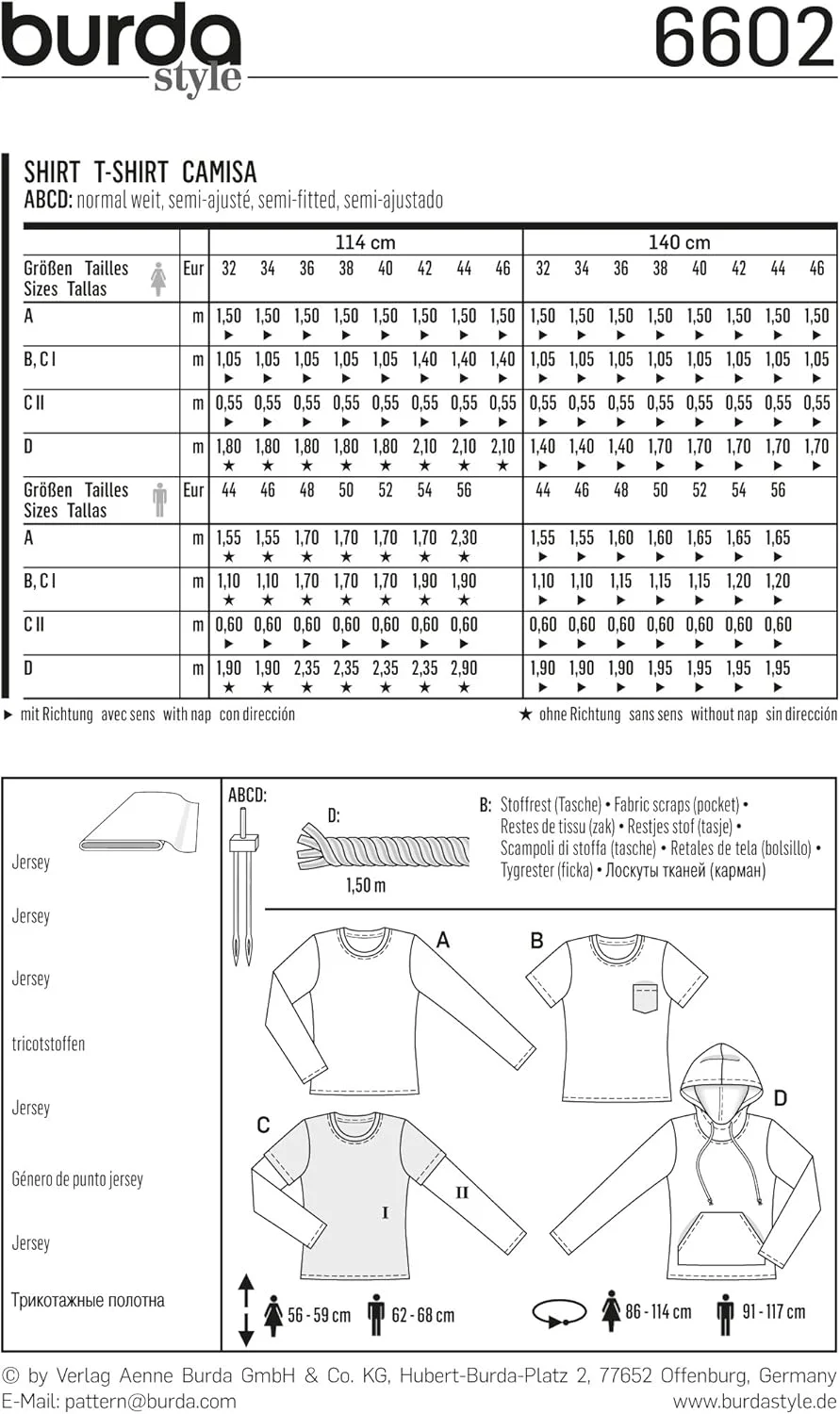 الگوی خیاطی تی شرت Burda B6602، قالب کاغذی سفید، 19 x 13 x 1 سانتی متر [زبان انگلیسی تضمین نشده است]