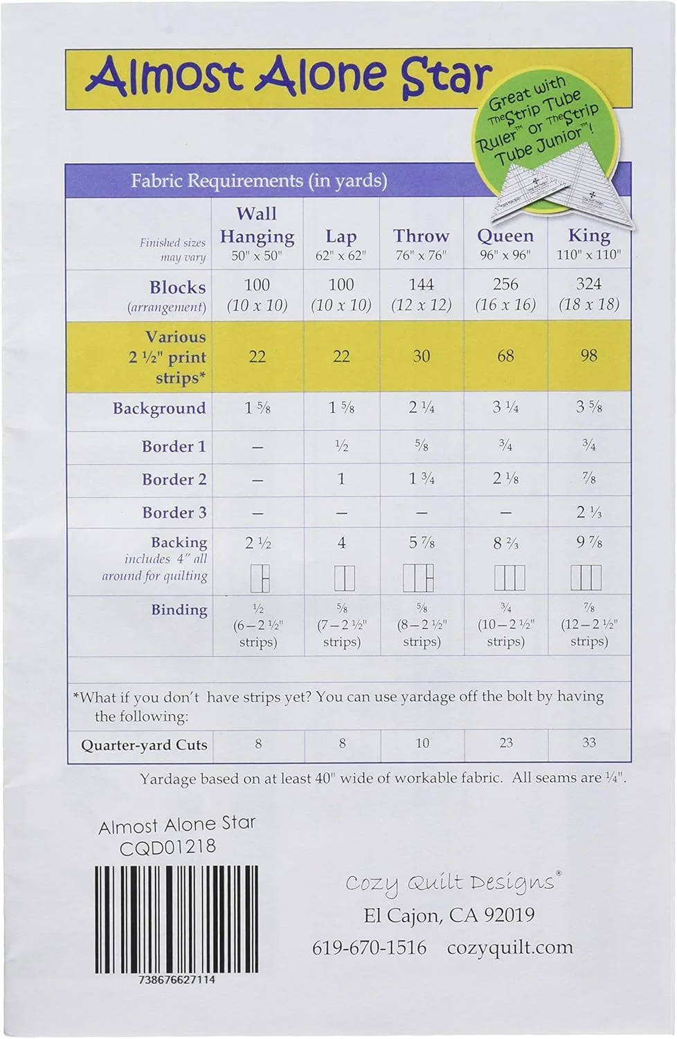 الگوی ستاره تقریباً تنها Cozy Quilt Designs CQD01218 الگوی ستاره تقریباً تنها Cozy Quilt Designs CQD01218