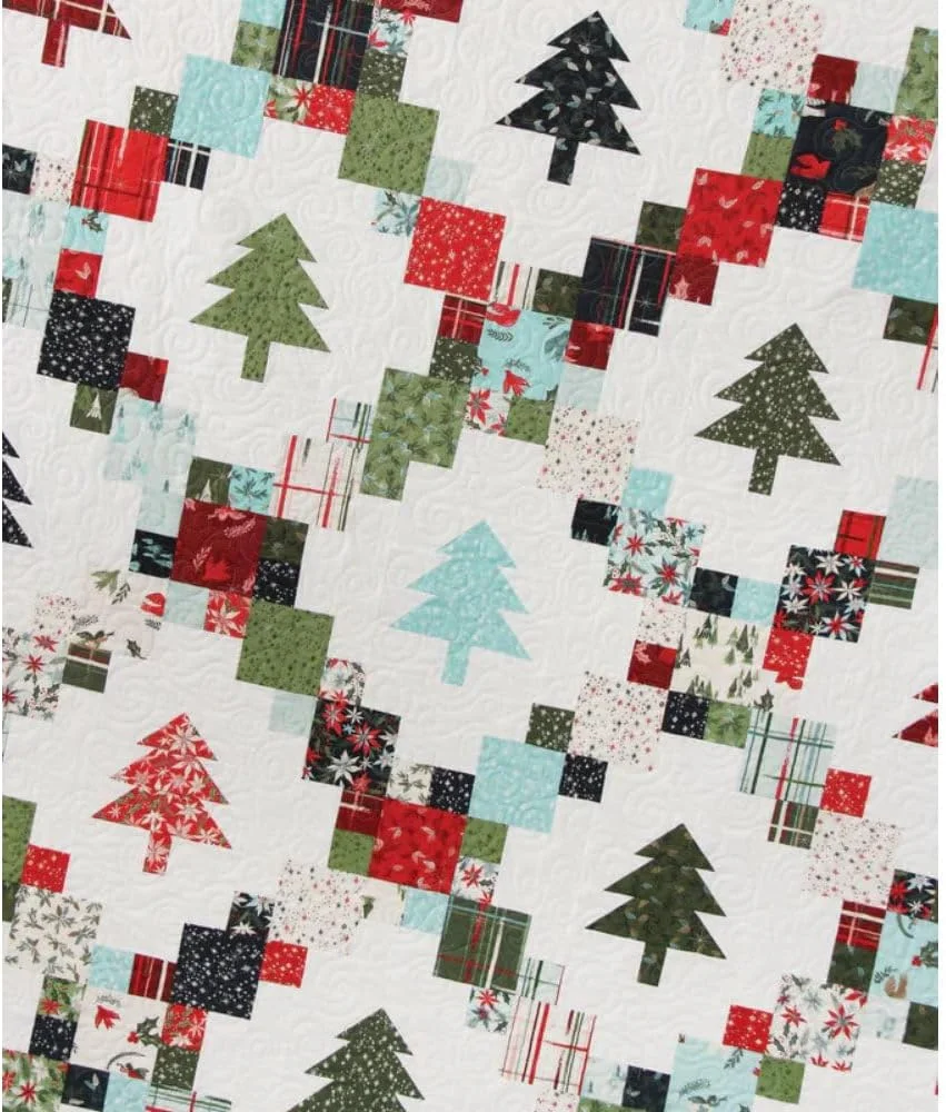 الگوی لحاف Evergreen Cluck Cluck Sew - سایزهای رومیزی، یک نفره، دونفره، کینگ - الگوی خیاطی