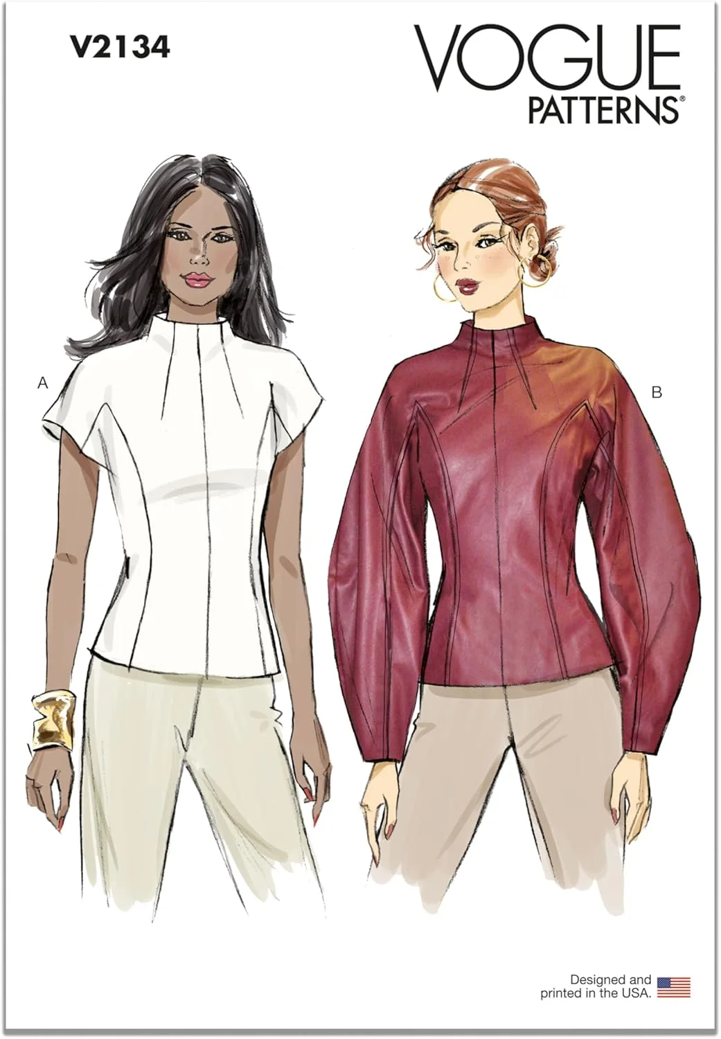 الگوی خیاطی تاپ یقه قیفی زنانه Vogue V2134U5، کد طراحی V2134، سایزهای 16-18-20-22-24 الگوی خیاطی تاپ یقه قیفی زنانه Vogue V2134U5، کد طراحی V2134، سایزهای 16-18-20-22-24