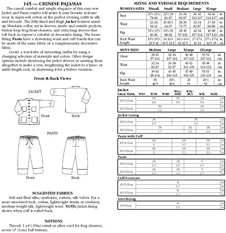 الگوی خیاطی لباس خواب چینی فولک ور شماره 145 (فقط الگو) شامل کت، شلوار و شلوارک - طرح سنتی چینی آسیایی folkwear145 الگوی خیاطی لباس خواب چینی فولک ور شماره 145 (فقط الگو) شامل کت، شلوار و شلوارک - طرح سنتی چینی آسیایی folkwear145