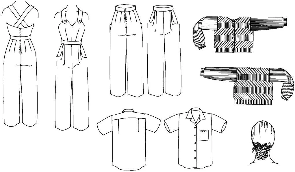 الگوی خیاطی Folkwear Rosie The Riveter #240 شامل پیراهن کمپ، شلوار، شلوار پیشبندی، اورآل، دهه 1940، جنگ جهانی دوم و الگوی بافتنی ژاکت و کلاه توری (فقط الگو) folkwear240 الگوی خیاطی Folkwear Rosie The Riveter #240 شامل پیراهن کمپ، شلوار، شلوار پیشبندی، اورآل، دهه 1940، جنگ جهانی دوم و الگوی بافتنی ژاکت و کلاه توری (فقط الگو) folkwear240