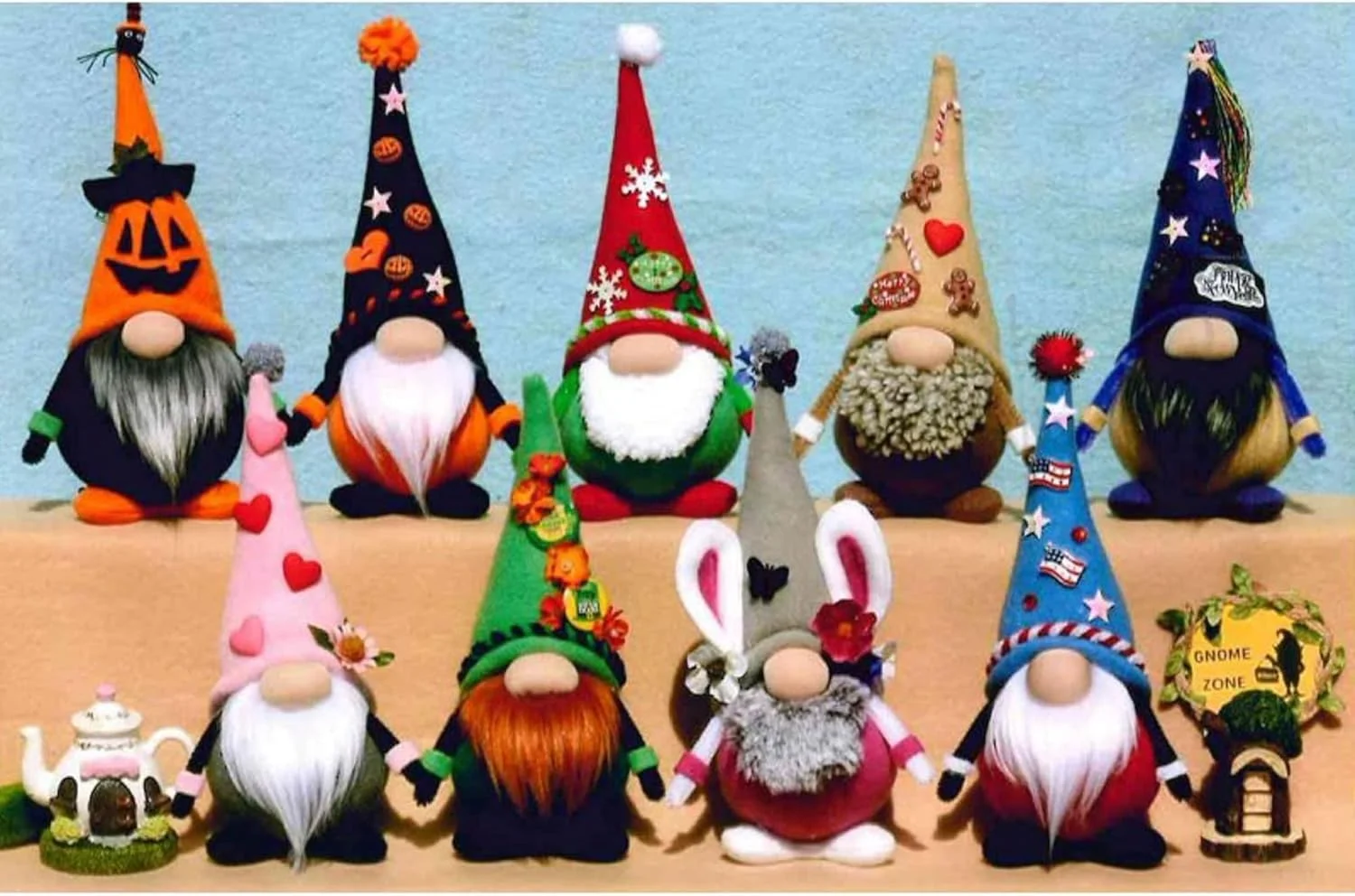 الگوهای عروسک 9 کوتوله کوچک تعطیلات، پروژه صنایع دستی 9 اینچی برای کریسمس، هالووین و غیره