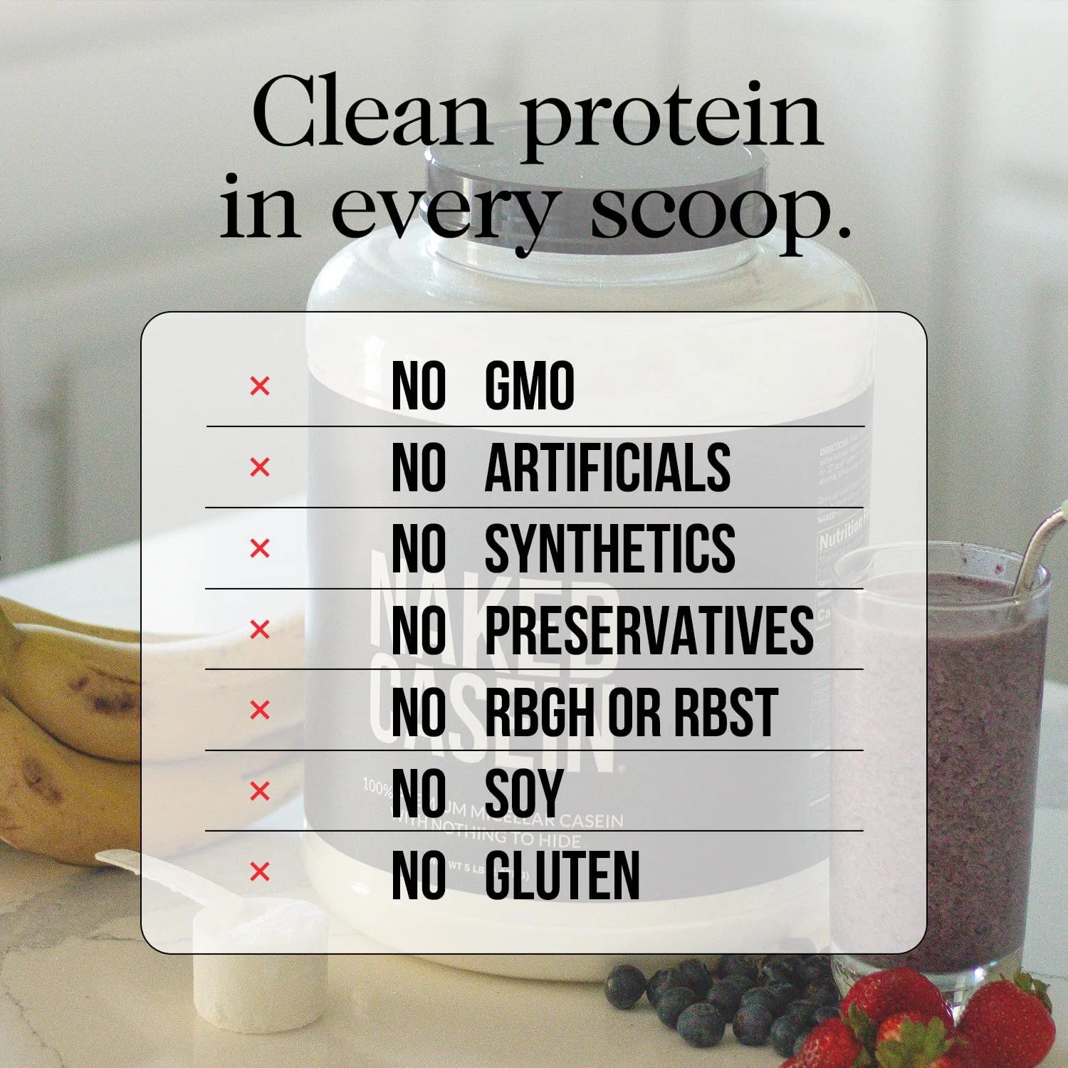 پروتئین کازئین میسلار وانیلی Less Naked Naked Nutrition - پروتئین کازئین میسلار از مزارع ایالات متحده - 5 پوند - 61 سروینگ