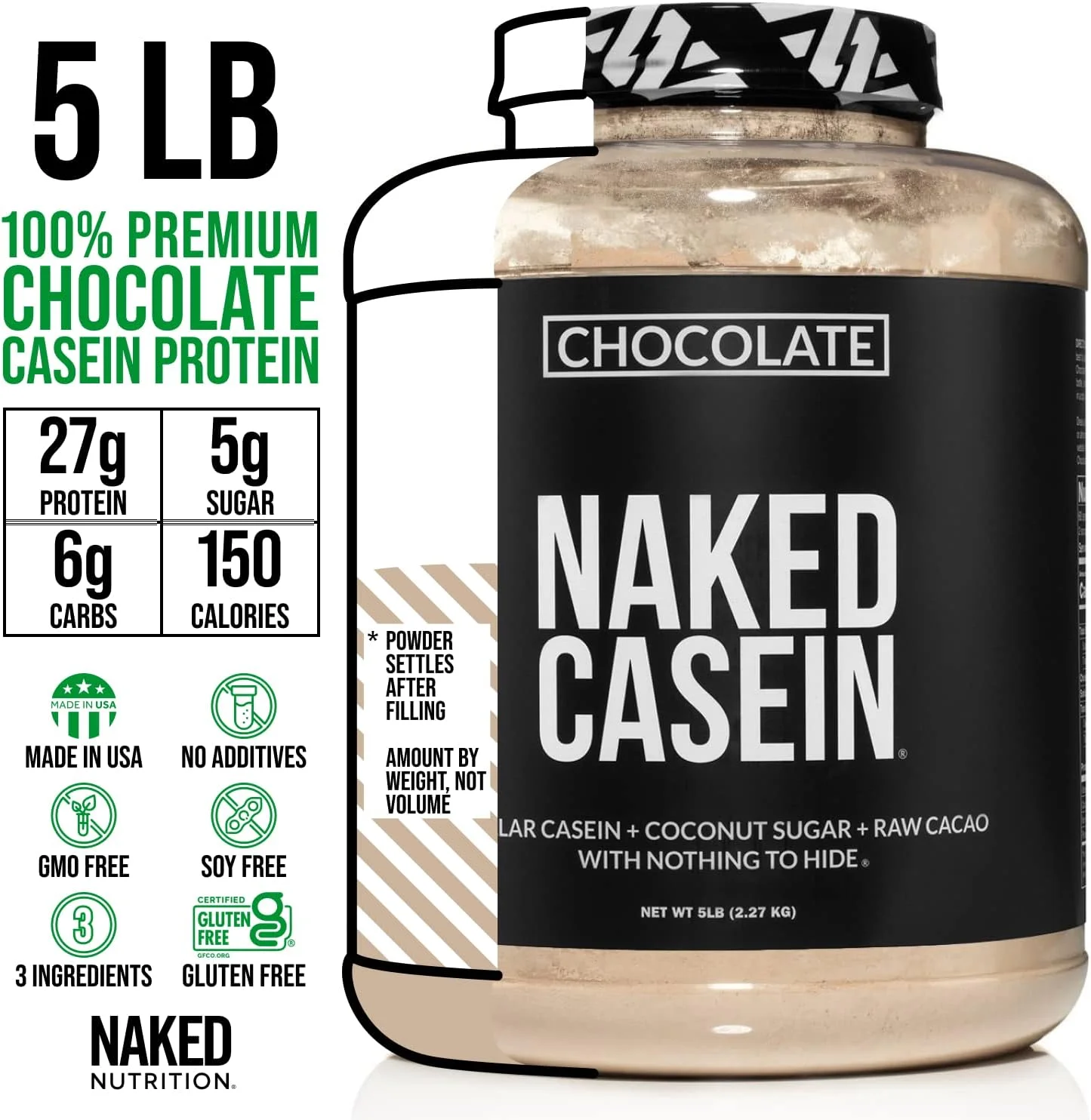 پروتئین کازئین میسلار شکلاتی Naked Nutrition Less Naked - پروتئین کازئین میسلار از مزارع ایالات متحده - 5 پوند - 60 سروینگ پروتئین کازئین میسلار شکلاتی Naked Nutrition Less Naked - پروتئین کازئین میسلار از مزارع ایالات متحده - 5 پوند - 60 سروینگ