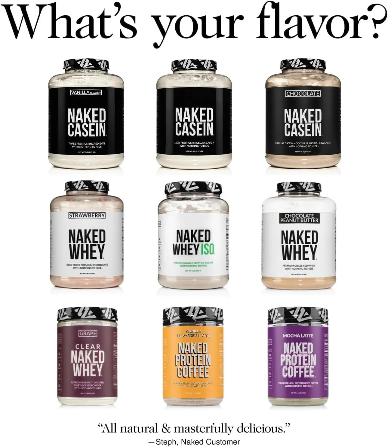 پروتئین کازئین میسلار وانیلی Less Naked Naked Nutrition - پروتئین کازئین میسلار از مزارع ایالات متحده - 5 پوند - 61 سروینگ