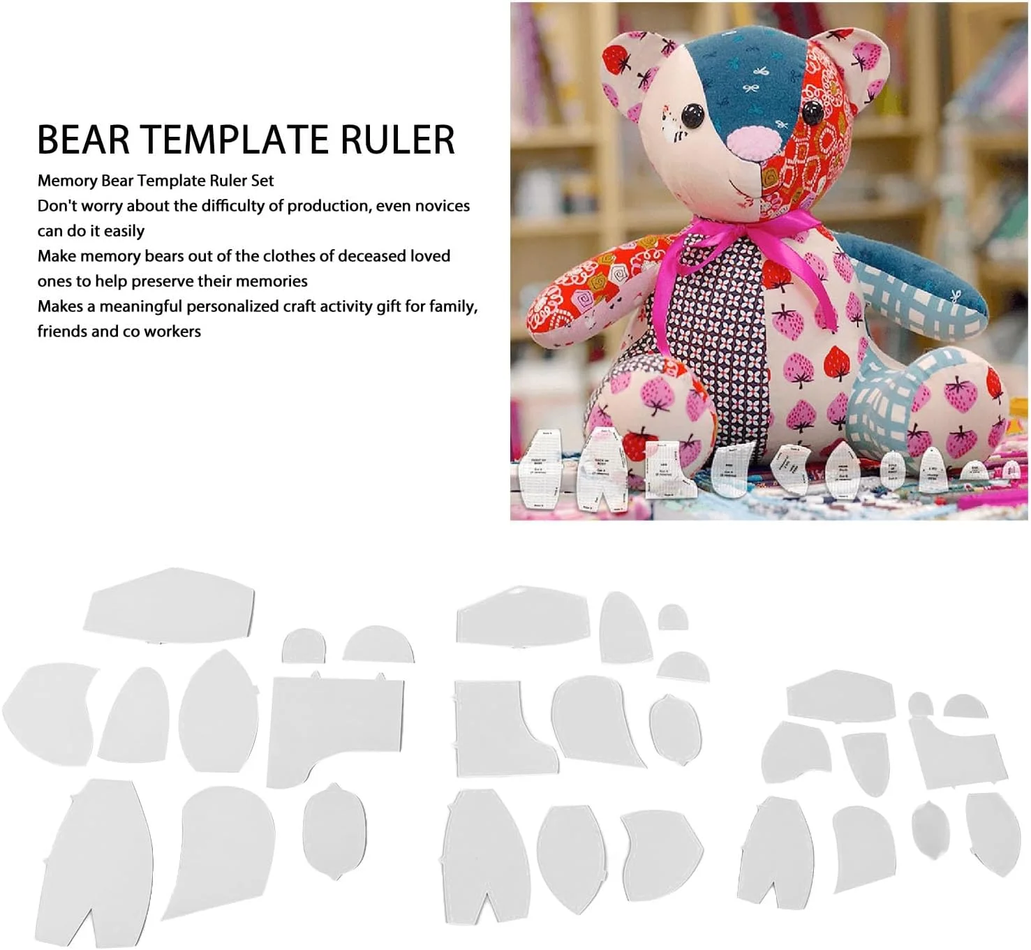 الگوهای خرس خاطره برای خیاطی، الگوهای خرس عروسکی برای خیاطی، مجموعه 30 عددی خط کش الگو خرس خاطره، الگوهای خیاطی خرس خاطره برای خیاطی مبتدی