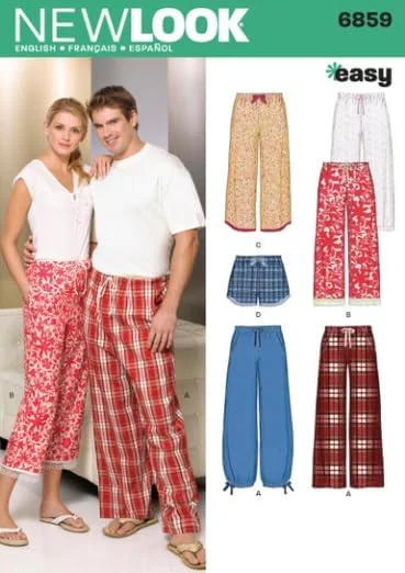 الگوی خیاطی آسان نیو لوک 6859 برای شلوار، شلوارک و پایین تنه پیژامه زنانه و مردانه الگوی خیاطی آسان نیو لوک 6859 برای شلوار، شلوارک و پایین تنه پیژامه زنانه و مردانه