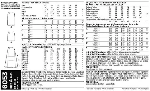 الگوی خیاطی دامن زنانه نیو لوک 6053، سایز A (8-10-12-14-16-18)