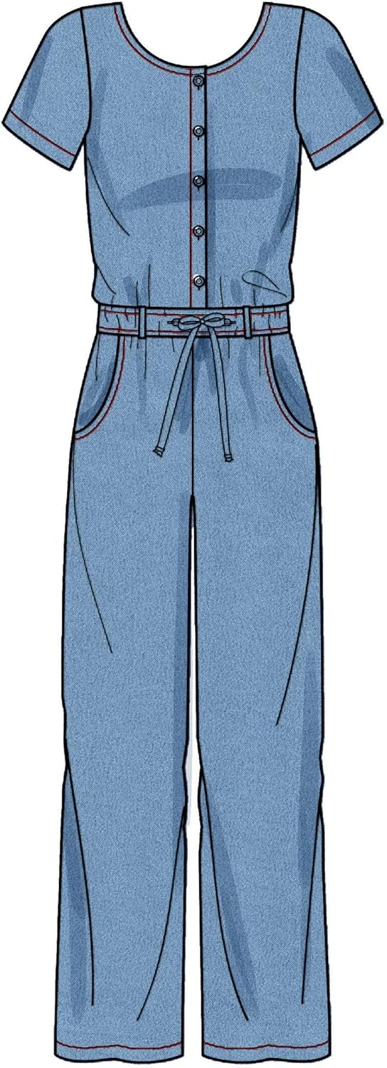 الگوی خیاطی نیو لوک N6661، جامپسوت زنانه با فیت آزاد و کمر بند دار، کاغذی، متنوع، A (10-12-14-16-18-20-22)