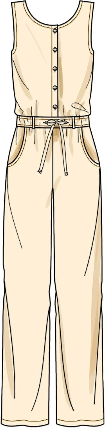 الگوی خیاطی نیو لوک N6661، جامپسوت زنانه با فیت آزاد و کمر بند دار، کاغذی، متنوع، A (10-12-14-16-18-20-22)