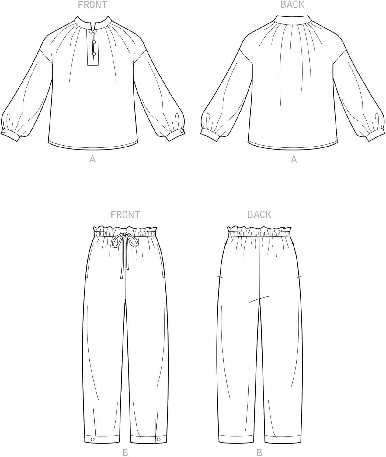الگوی خیاطی تاپ و شلوار زنانه نیو لوک، کد N6704. سایزها 8-10-12-14-16-18-20