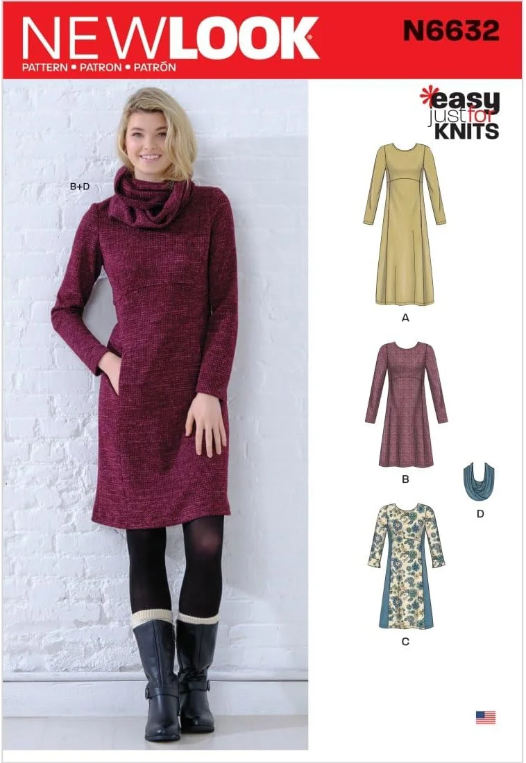 الگوی خیاطی نیو لوک N6632، مناسب برای دوخت لباس های امپراطوری زنانه با پارچه کشی، کاغذی، سفید، متنوع الگوی خیاطی نیو لوک N6632، مناسب برای دوخت لباس های امپراطوری زنانه با پارچه کشی، کاغذی، سفید، متنوع