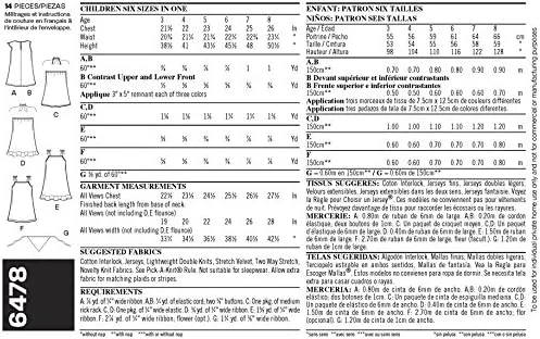 الگوی خیاطی لباس کودک نیو لوک 6478، سایز A (3-4-5-6-7-8)