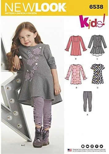 الگوی خیاطی آسان نیولوک کودکان 6538، لگ و پیراهن با پارچه تریکو الگوی خیاطی آسان نیولوک کودکان 6538، لگ و پیراهن با پارچه تریکو