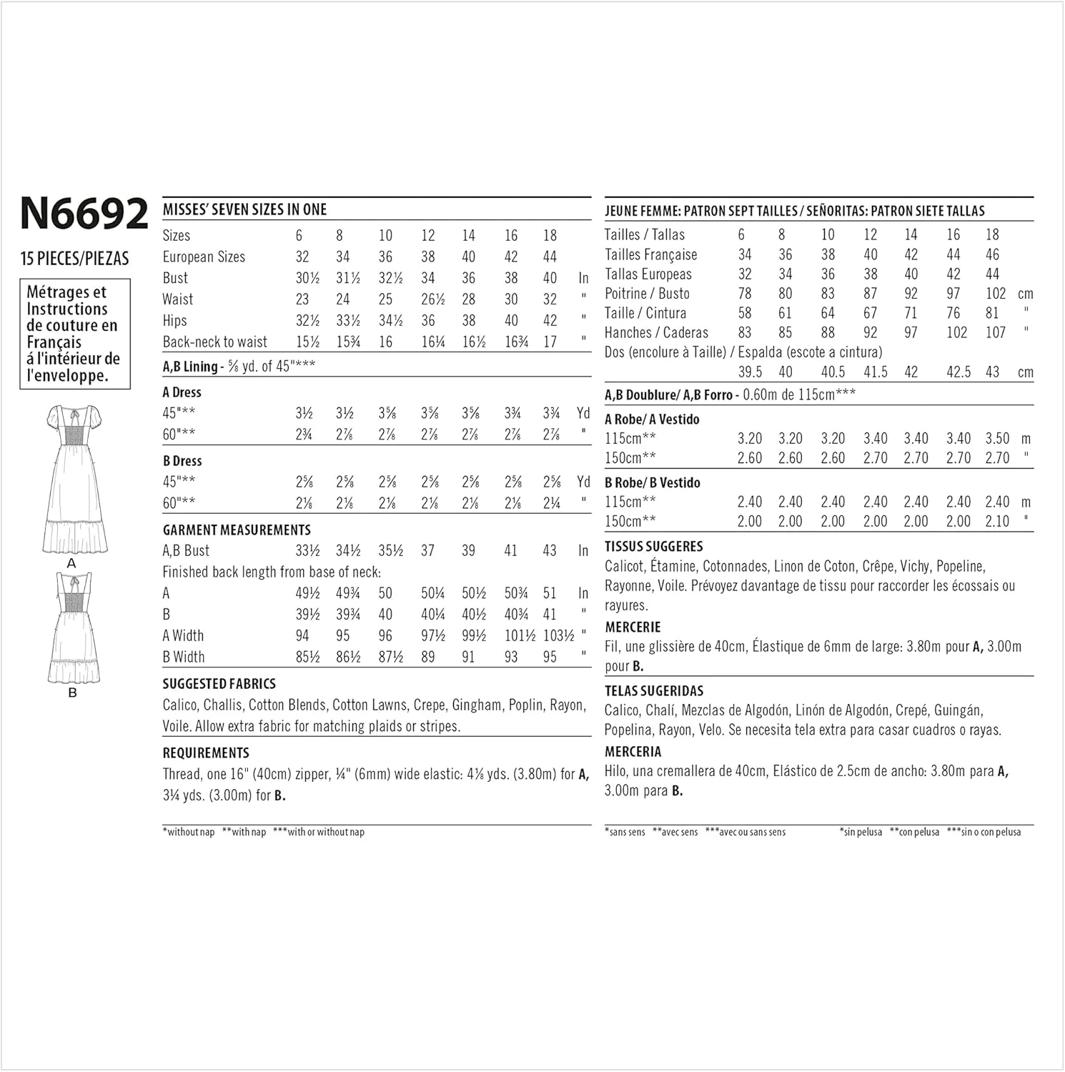 الگوی خیاطی نیو لوک N6692، مخصوص لباس زنانه، سایز 6-8-10-12-14-16-18