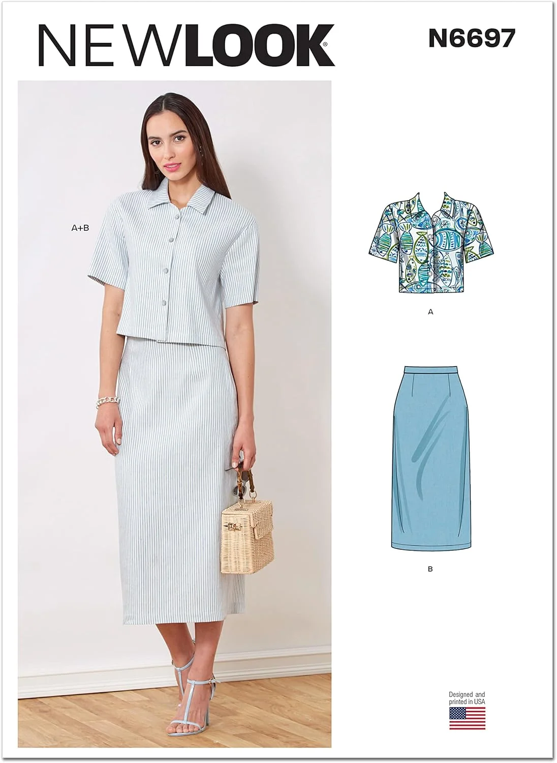 الگوی خیاطی نیو لوک N6697 تاپ و دامن، سایز 6-8-10-12-14-16-18