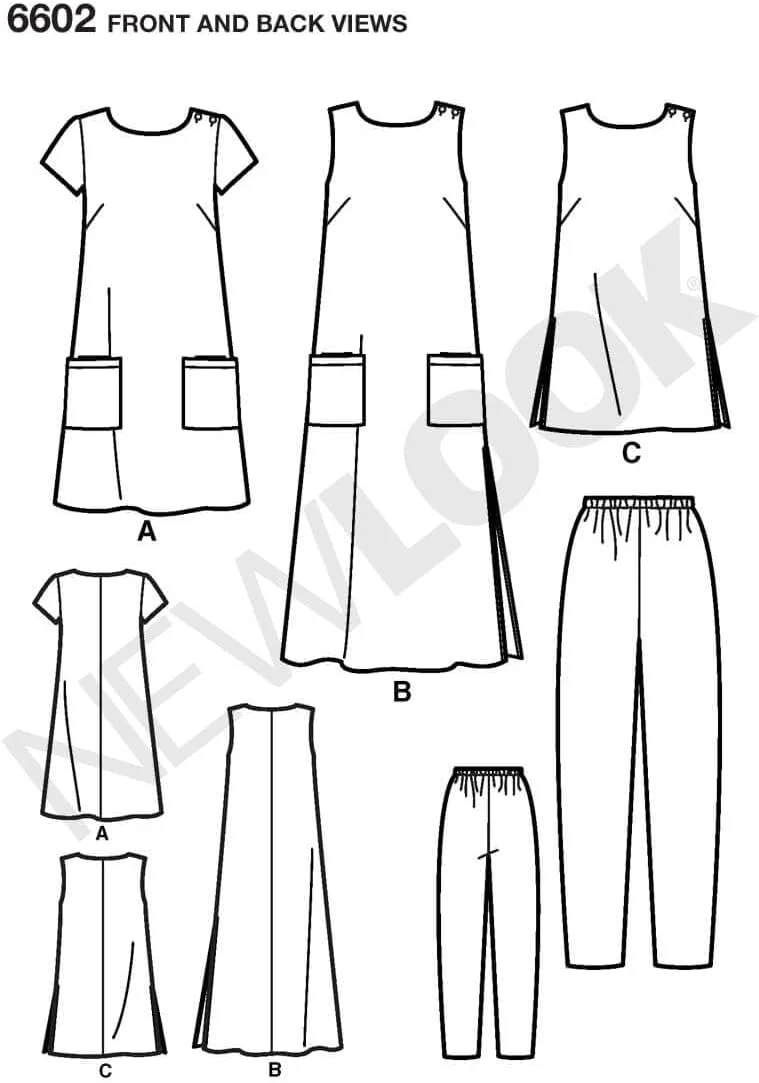 الگوی خیاطی نیو لوک 6602: لباس زنانه، سایز A، A (S-M-L-XL-XXL)