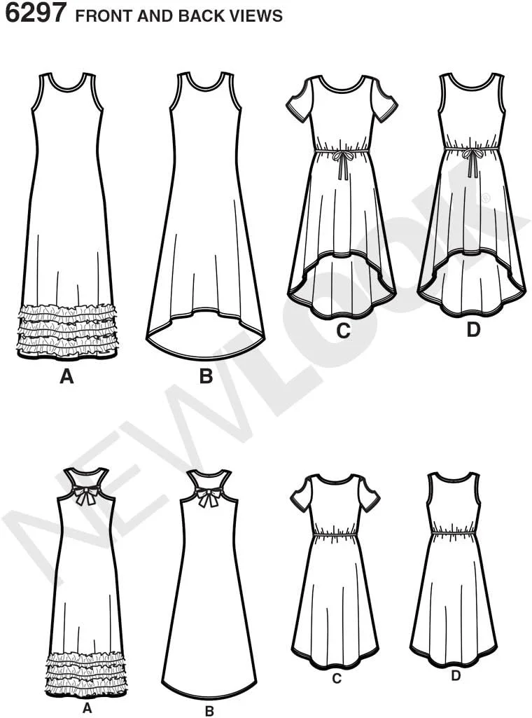 الگوی خیاطی نیو لوک 6297: لباس بافتنی دخترانه، سایز A، 8-16 سال