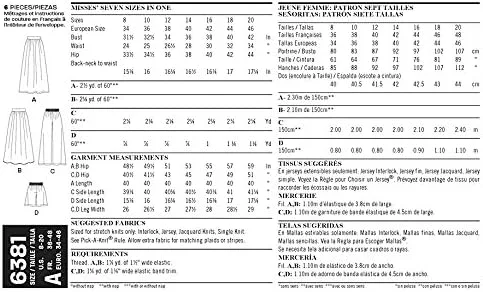 الگوی خیاطی نیو لوک 6381: دامن، شلوار یا شورت بافتنی زنانه، سایز A