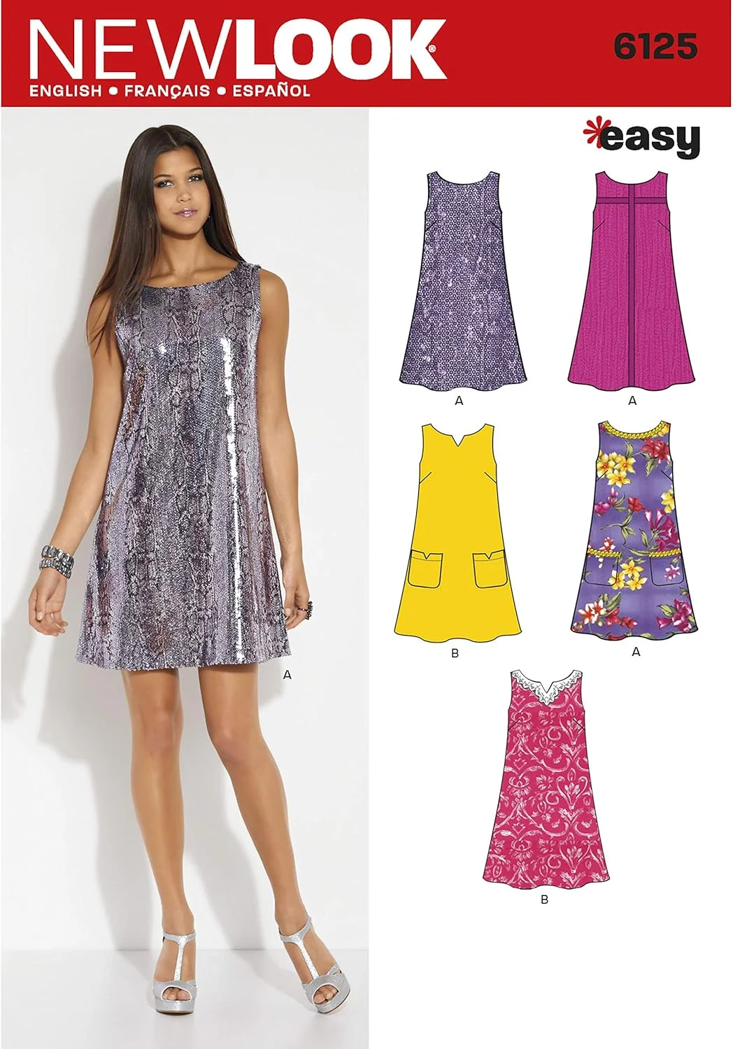 الگوی خیاطی آسان نیو لوک 6125: لباس زنانه، (10-12-14-16-18-20-22)، چند رنگ، یک سایز