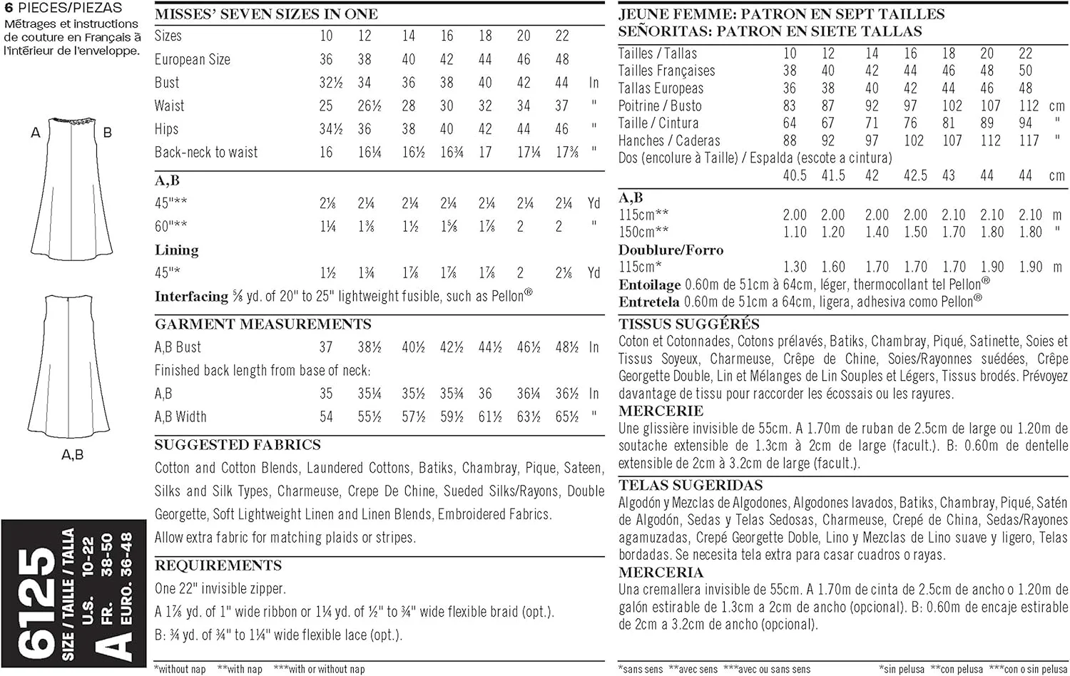 الگوی خیاطی آسان نیو لوک 6125: لباس زنانه، (10-12-14-16-18-20-22)، چند رنگ، یک سایز